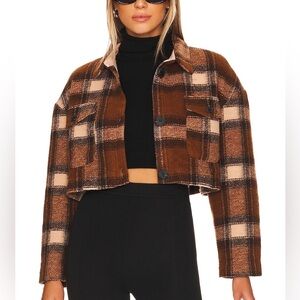 LOVERS + FRIENDS BOXY PLAID CROPPED BLAZER SHACKET SIZE XS